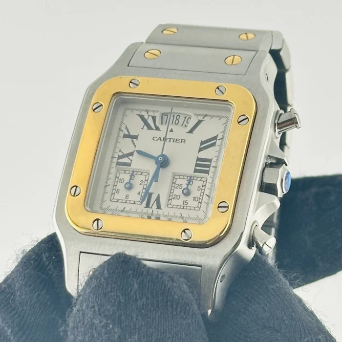 Cartier Santos Chronoflex White Roman Dial on 2-Tone Bracelet Ref. 2425 - Image 3