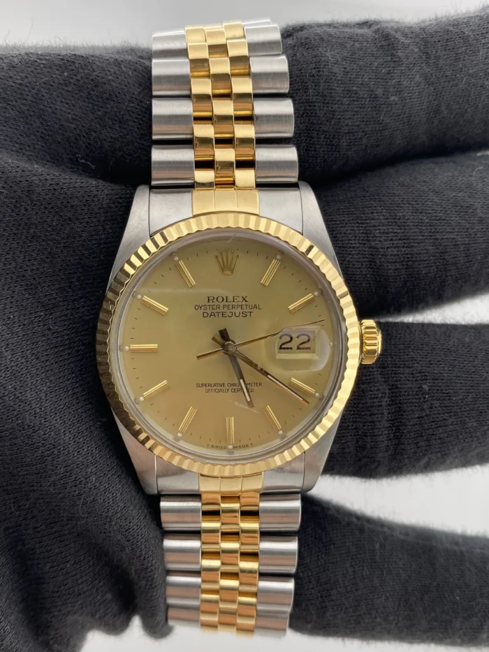 Rolex Datejust Champagne Stick Dial on D-Link Jubilee Bracelet Ref. 16013 - Image 2