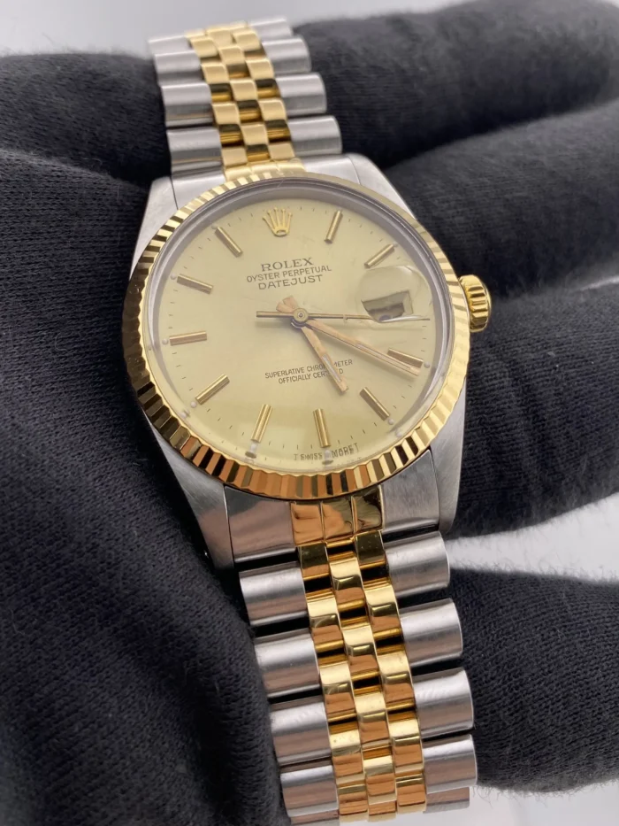 Rolex Datejust Champagne Stick Dial on D-Link Jubilee Bracelet Ref. 16013 - Image 3