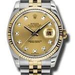 Rolex Datejust Champagne Diamonds Dial on Jubilee Ref 116233 with Card Old Green  2011