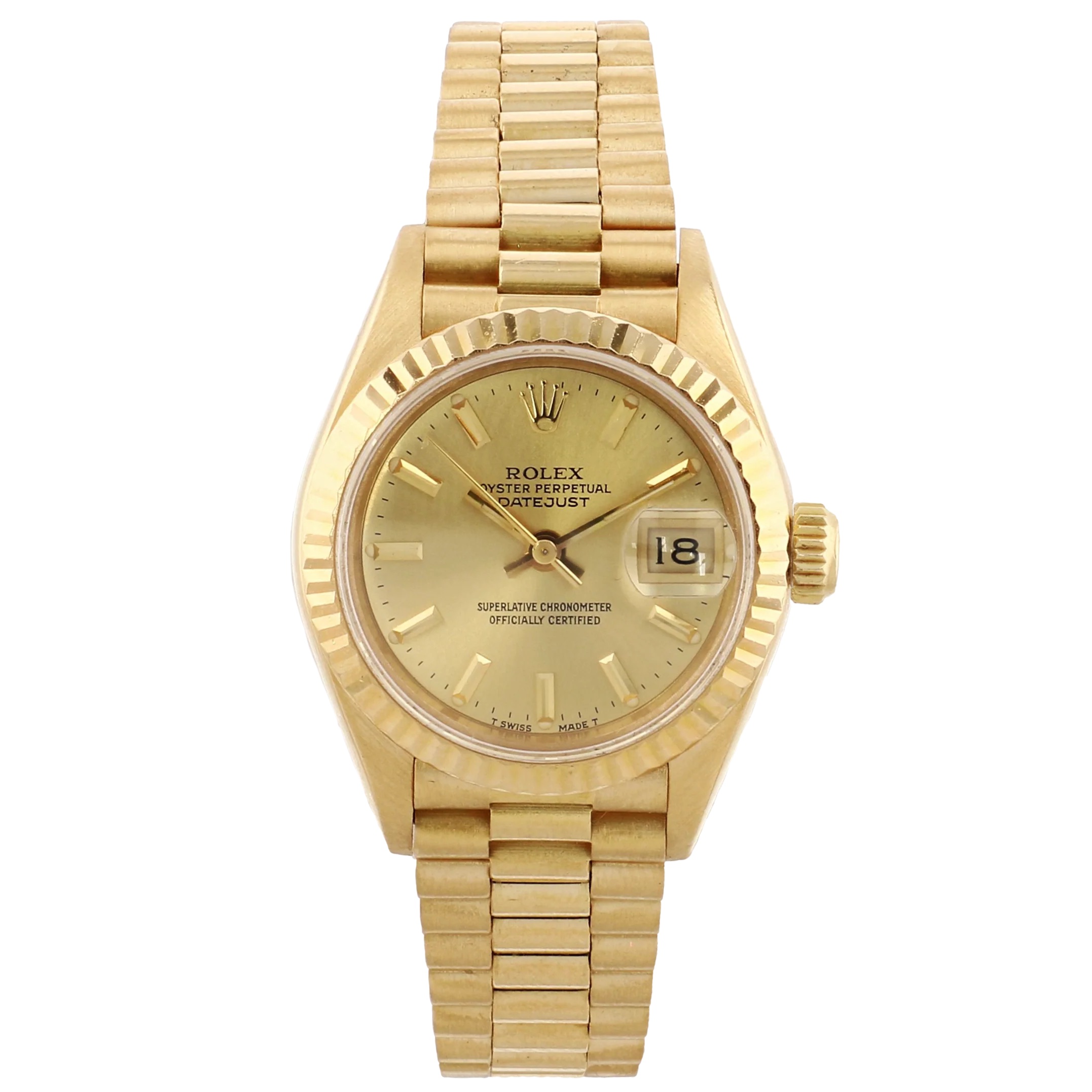 19043444_rsn2rpczgou2t6rejvabl14sfmrf.jpg Rolex Datejust Gold Dial on President Ref 6917 - Image 1