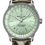 Breitling Navitimer Automatic Mint Green Dial on Leather Strap Ref A17395361L1P2 with Card