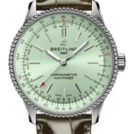 Breitling Navitimer Automatic Mint Green Dial on Leather Strap Ref A17395361L1P2 with Card