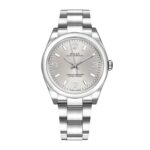 Rolex Oyster Perpetual 34 Silver Stick Dial on Oyster Ref 114200