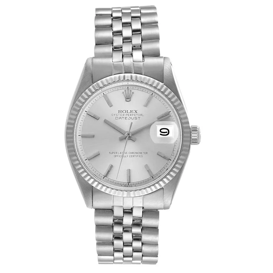 19043582_t6ap9q9882ibou34vlbzm85wame0.webp Rolex Datejust Silver Stick Dial on D Link Jubilee Ref 1601/4 - Image 1