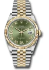 Rolex Datejust Olive Green Roman Dial on Jubilee Ref 126233 with New Style Card Green  2026