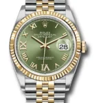 Rolex Datejust Olive Green Roman Dial on Jubilee Ref 126233 with New Style Card Green  2026