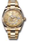 Rolex Sky Dweller Champagne Sunray Arabic Dial on Oyster Ref 326938 with New Style Card White  2016