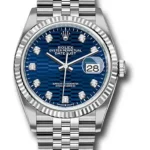 Rolex Datejust Bright Blue Fluted Motif Diamond Dial on Jubilee Ref 126234 with New Style Card Green  2023