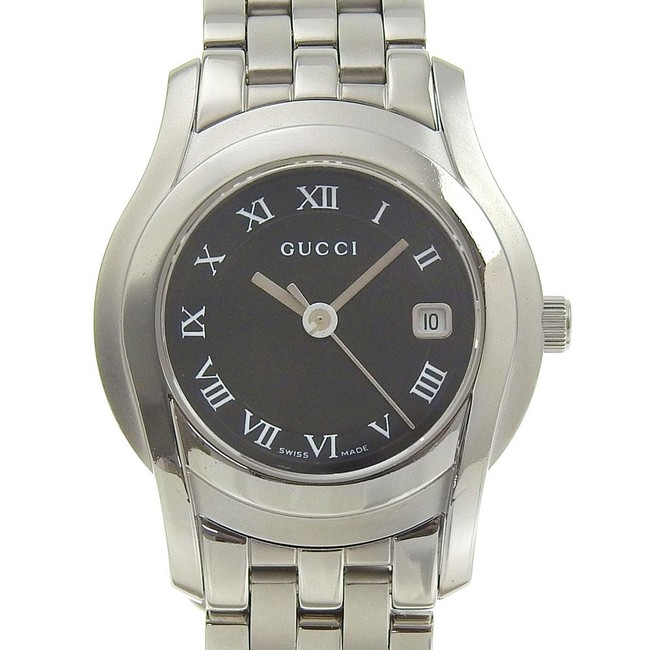 19043670_wfqvn42lsgc8gwhv8tlcf2lrs19p.jpg Gucci Gucci Black Roman Dial on 5 Row Links Ref 5500L - Image 1