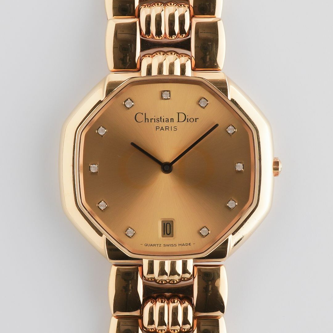 19043677_g4cxr3uac8gys610pyaqzwkacso3.jpg Christian Dior Octogon Gold Dial Ref 45.154 - Image 1