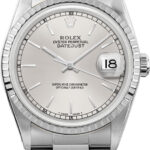 Rolex Datejust Silver Stick Dial on Oyster Ref 16220 with Papers  1994