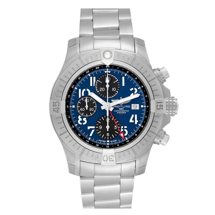 19043716_t0j0lz1ujhzs76aadvf47nsq0wko.jpg Breitling Avenger Chronograph GMT Blue Arabic Chronograph Dial on Brushed Ref A24315 with Card 2025 - Image 1