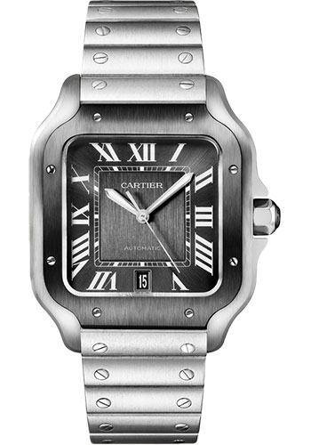 19045374_fsd2s9whii5j9z1k2fye6drbko2c.jpg Cartier Santos de Cartier Large Gray Dial on Bracelet Ref WSSA0037 with Card - Image 1
