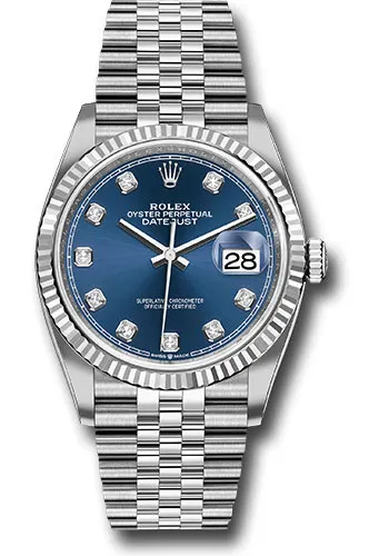 19045383_3k244z8a0c328sv77hgdws5gs25f.webp Rolex Datejust 36 Blue Diamond Dial on Jubilee Ref 126234 with New Style Card Green 2020 - Image 1