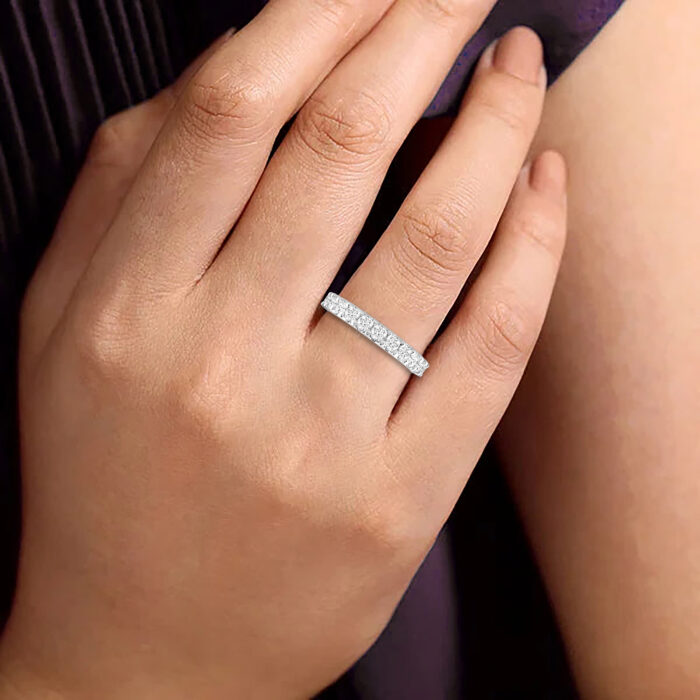LADIES BAND 1.00CT ROUND DIAMOND 14K WHITE GOLD - Image 5