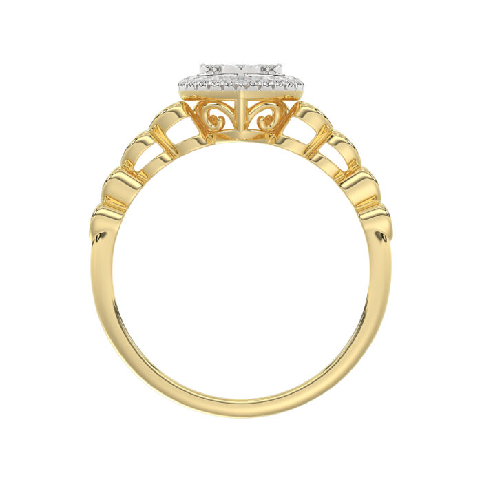 Elegant 10K Yellow Gold Heart-Shaped Engagement Ring Featuring 0.12Ct Round Diamonds With A Romantic And Timeless Design. Perfect As A Promise Ring, A - Image 2