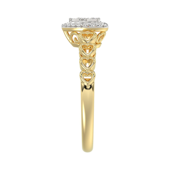 Elegant 10K Yellow Gold Heart-Shaped Engagement Ring Featuring 0.12Ct Round Diamonds With A Romantic And Timeless Design. Perfect As A Promise Ring, A - Image 3