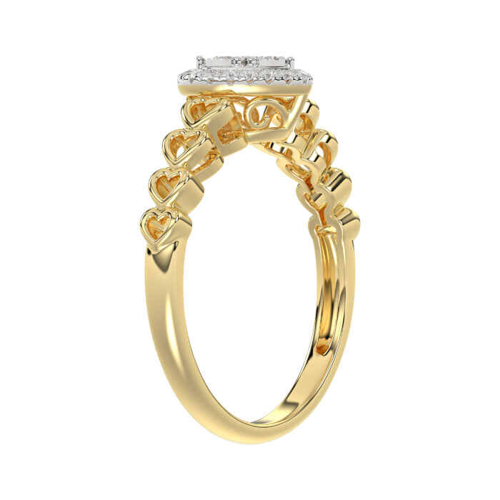 Elegant 10K Yellow Gold Heart-Shaped Engagement Ring Featuring 0.12Ct Round Diamonds With A Romantic And Timeless Design. Perfect As A Promise Ring, A - Image 4