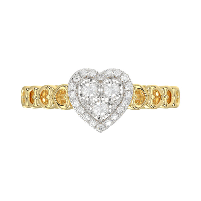 Elegant 10K Yellow Gold Heart-Shaped Engagement Ring Featuring 0.12Ct Round Diamonds With A Romantic And Timeless Design. Perfect As A Promise Ring, A - Image 5