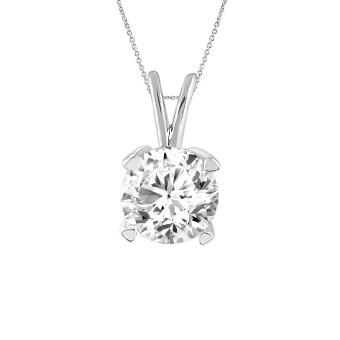 19060311_65052W-32880.jpg LADIES SOLITAIRE PENDANT WITH CHAIN 0.50CT ROUND DIAMOND 14K WHITE GOLD - Image 1
