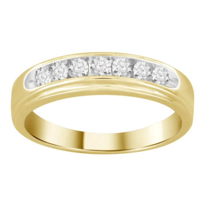 MEN'S BAND 0.33CT ROUND DIAMOND 10K YELLOW GOLD - Image 1