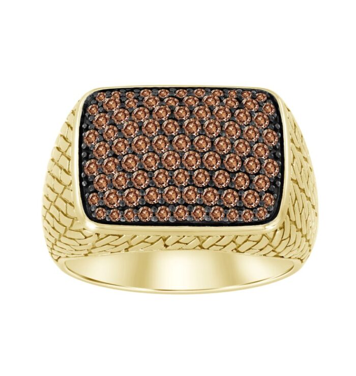 19060365_298836Y-33406.jpg MEN'S RING 1.00CT ROUND DARK BROWN DIAMOND 10K YELLOW GOLD - Image 1