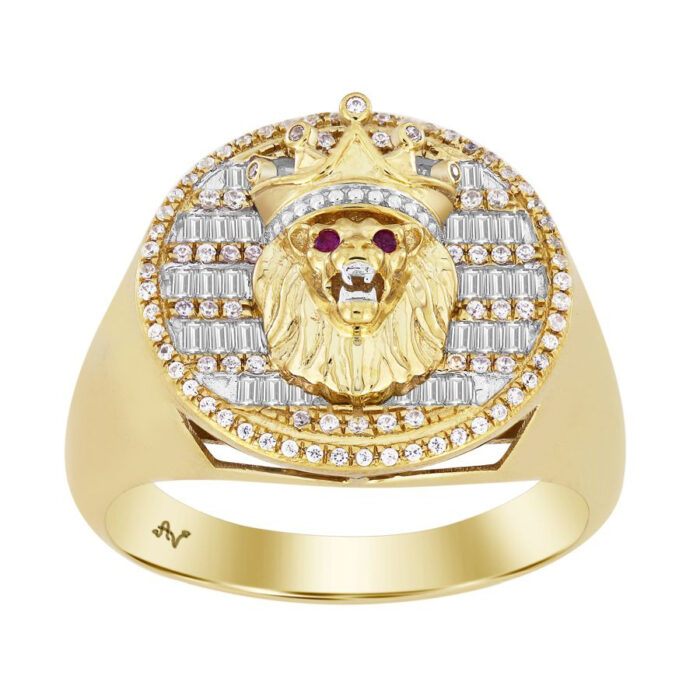 19060368_267798Y-33434.jpg MEN'S RING 0.50CT ROUND/BAGUETTE DIAMOND 10K YELLOW GOLD - Image 1