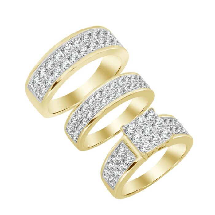 19060405_239386Y-33691.jpg LADIES TRIOS SET 3.00CT ROUND DIAMOND 10K YELLOW GOLD - Image 1