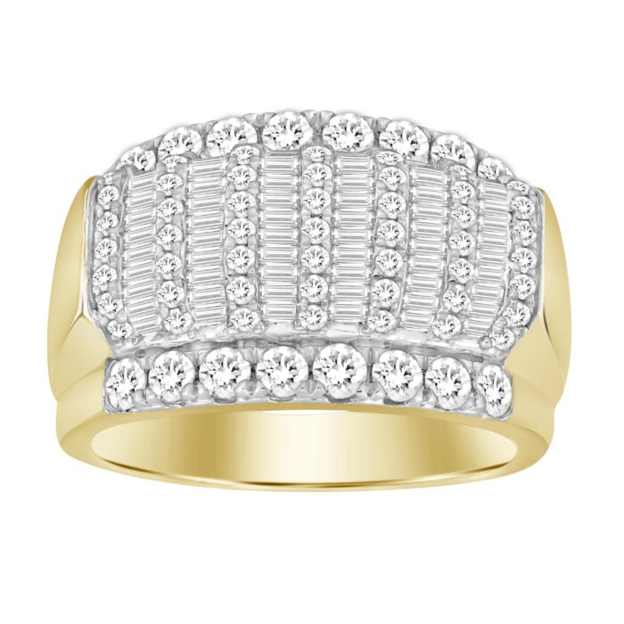 19060625_253462Y-40916.jpg MEN'S BAND 2.00CT ROUND/BAGUETTE DIAMOND 10K YELLOW GOLD - Image 1