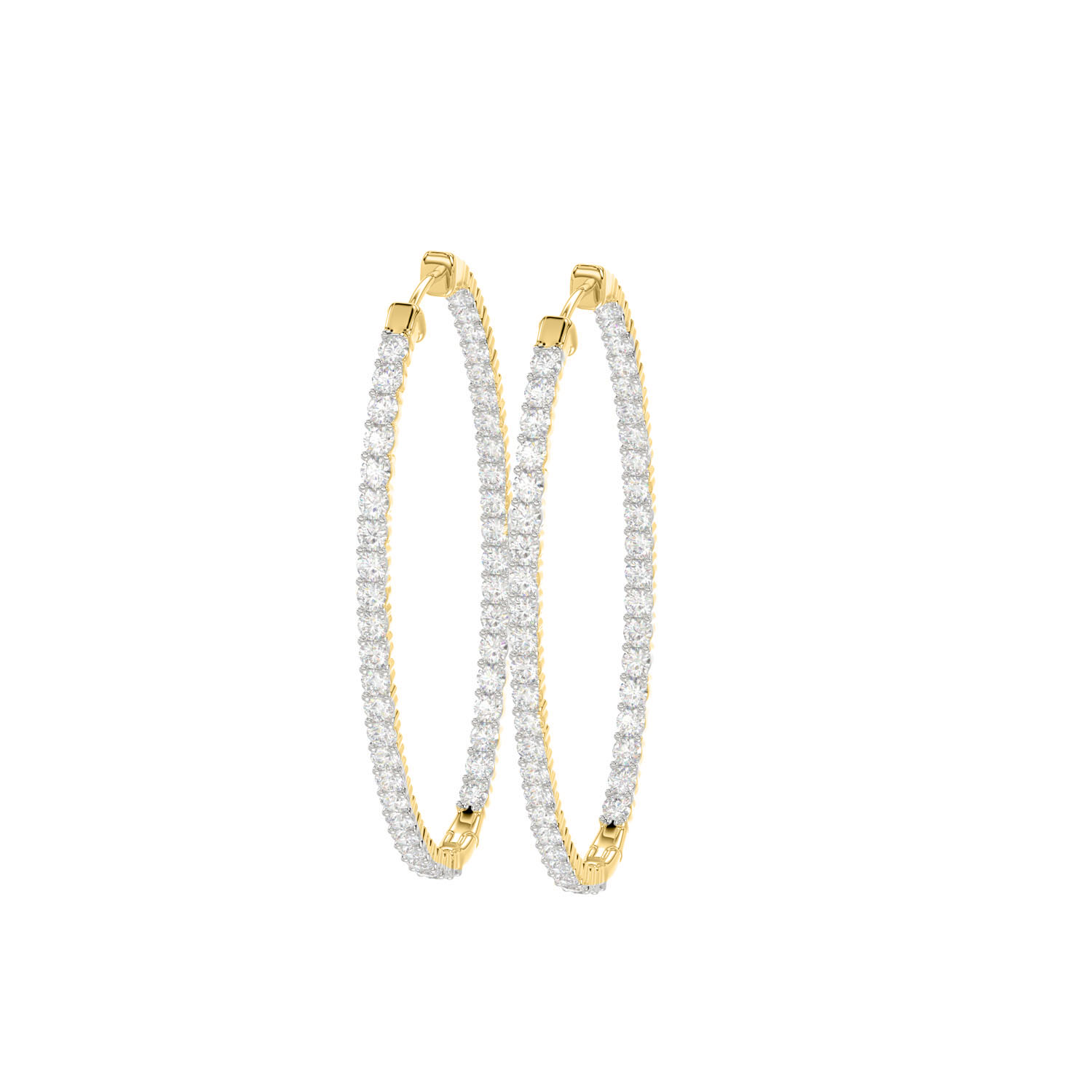 19060783_311949Y-A-51179.jpg.jpg LADIES HOOPS EARRING 3.50CT ROUND DIAMOND 14K YELLOW GOLD IN OUT - Image 1