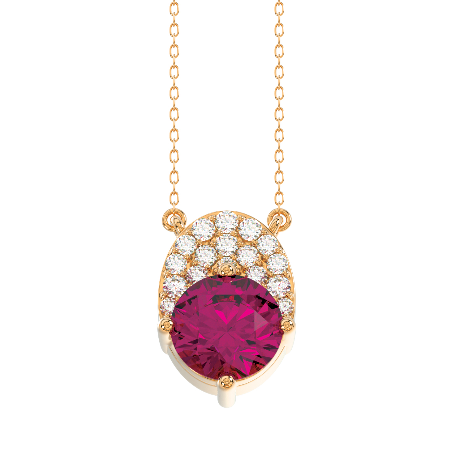 19060803_317556R-NT-A-53068.jpg.jpg LADIES PENDANT WITH CHAIN 1.35CT ROUND/RUBY DIAMOND 14K ROSE GOLD (CENTER STONE RUBY ROUND 1.00CT) - Image 1