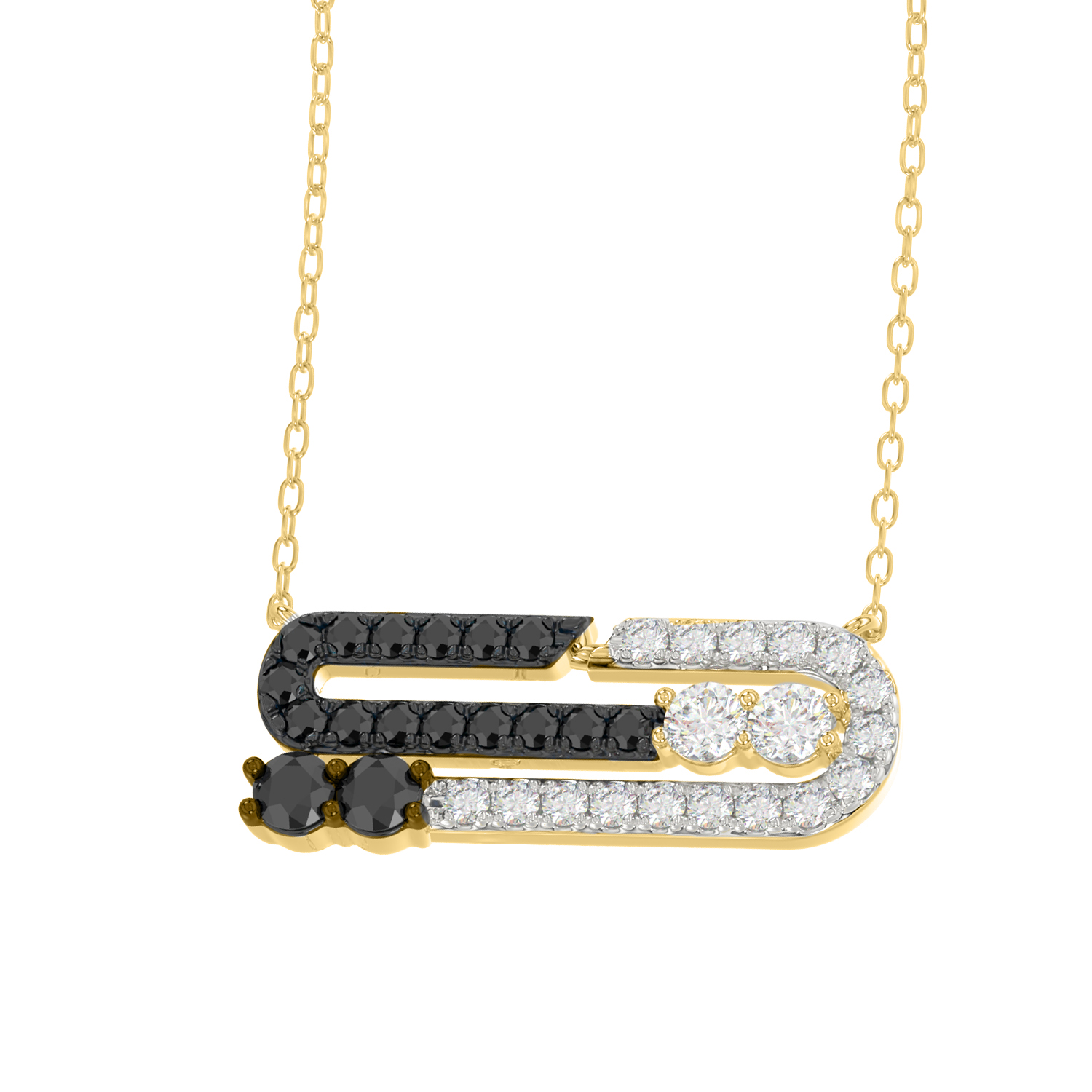 19060873_322019Y-A-58155.jpg.jpg LADIES NECKLACE 0.50CT BLACK/ROUND DIAMOND 14K YELLOW GOLD - Image 1