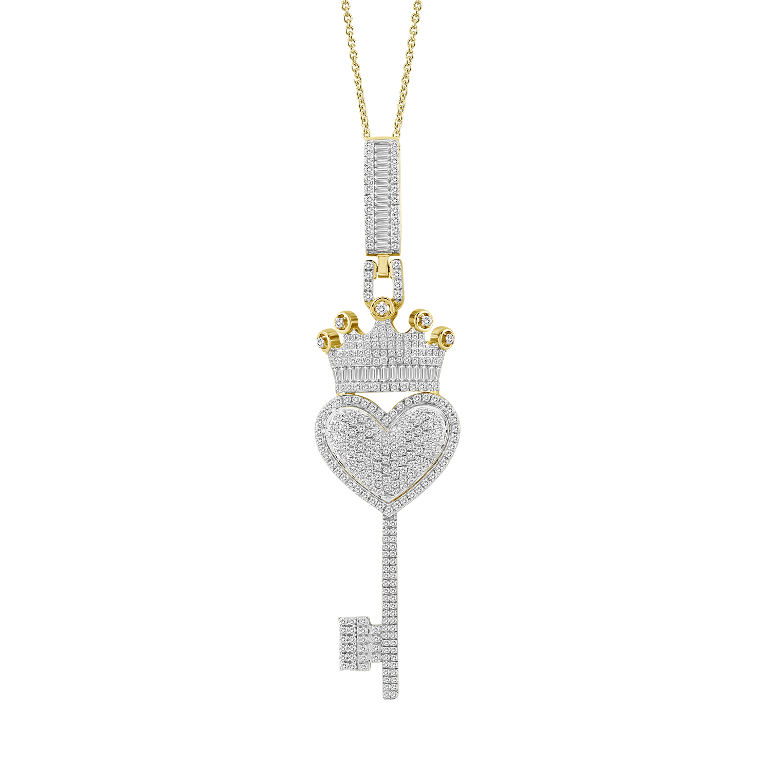 19060888_295242Y-58274.jpg.jpg MEN'S CHARM PENDANT 1.00CT ROUND/BAGUETTE DIAMOND 10K YELLOW GOLD - Image 1