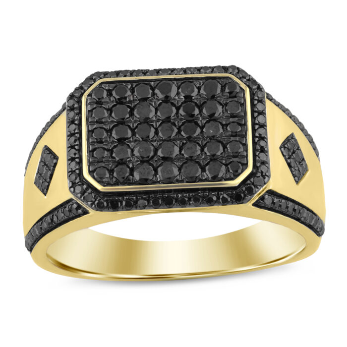 MEN'S RING 1.00CT ROUND/DARK BROWN DIAMOND 10K YELLOW GOLD - Image 1