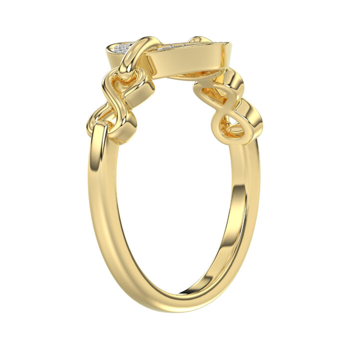 Elegant 10K Yellow Gold 0.05Ct Ladies Ring With Heart Shape Design And Sparkling Round Diamonds. A Charming And Meaningful Gift Jewelry Piece For Her. - Image 4