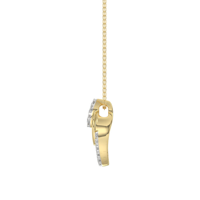 Beautiful 14K Yellow Gold Ladies Pendant With Double Circle Design And Sparkling 0.13 Ct Round Diamonds. Includes Chain. - Image 2