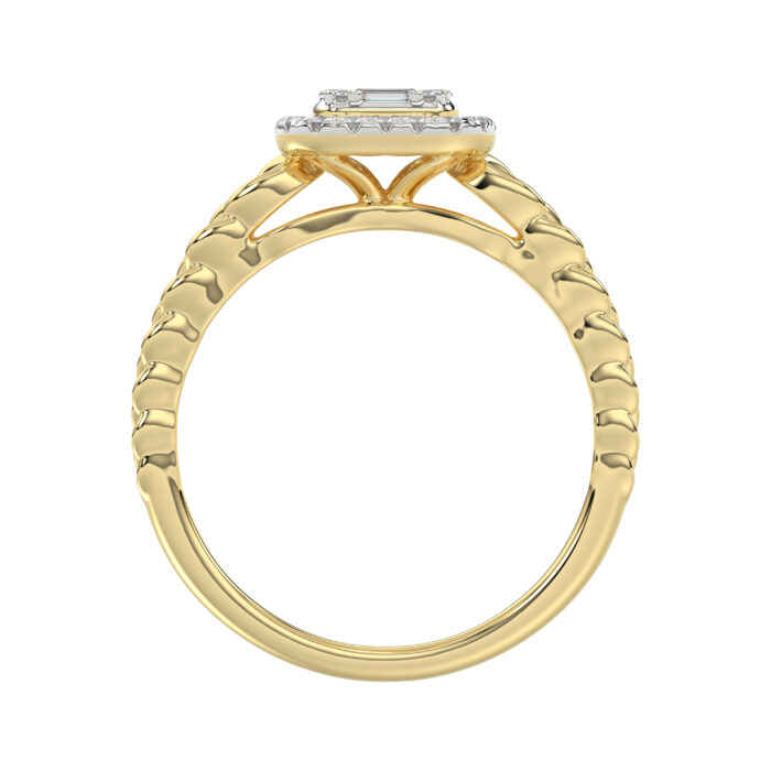 14K Yellow Gold Fashion Ladies Ring with 0.20 CT Round/Baguette Cut Diamond - Image 2