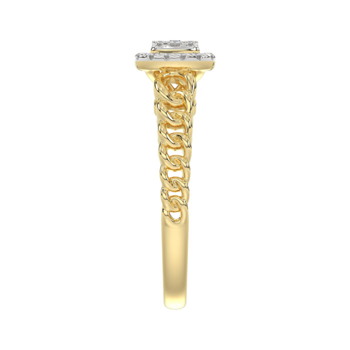 14K Yellow Gold Fashion Ladies Ring with 0.20 CT Round/Baguette Cut Diamond - Image 4