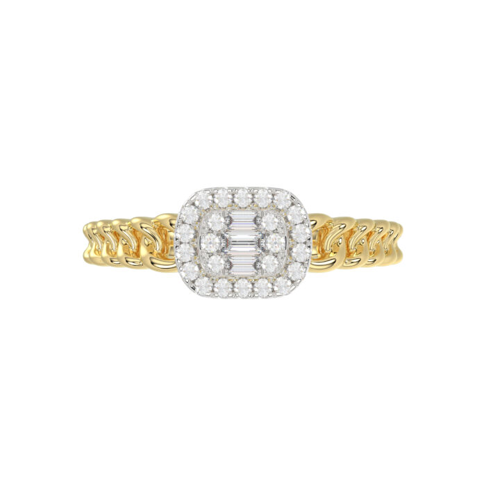 14K Yellow Gold Fashion Ladies Ring with 0.20 CT Round/Baguette Cut Diamond - Image 5