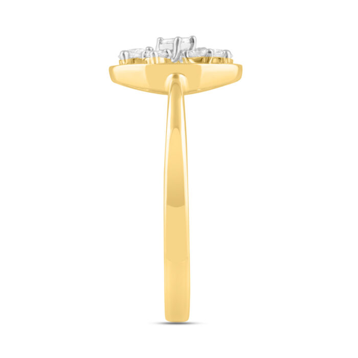 LADIES RING 0.20CT ROUND/BAGUETTE DIAMOND 10K YELLOW GOLD - Image 2