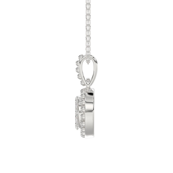 LADIES PENDANT WITH CHAIN 0.10CT ROUND DIAMOND 14K WHITE GOLD - Image 2