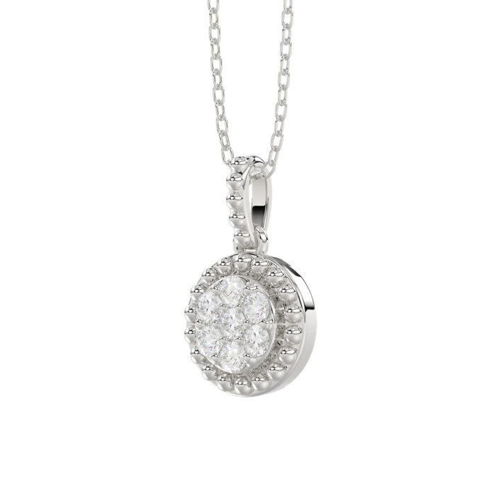 LADIES PENDANT WITH CHAIN 0.10CT ROUND DIAMOND 14K WHITE GOLD - Image 3
