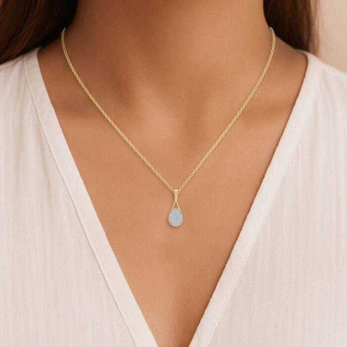 LADIES PENDANT WITH CHAIN 0.20CT ROUND DIAMOND 10K YELLOW GOLD - Image 4