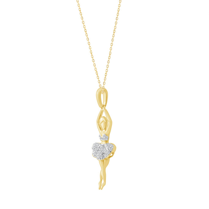 LADIES PENDANT WITH CHAIN 0.10CT ROUND DIAMOND 10K YELLOW GOLD - Image 2