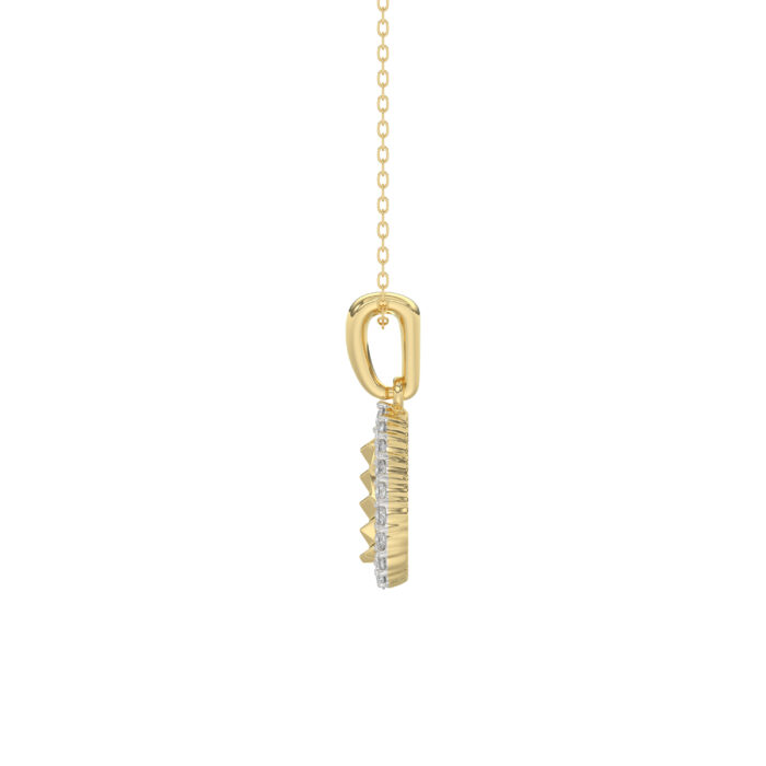 Elegant 10K Yellow Gold Ladies Teardrop Nugget Pendant Featuring A Cluster Of 0.20 Ct Round Diamonds. Includes Chain - Image 2