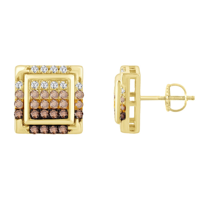 LADIES EARRINGS 0.50CT ROUND DIAMOND 10K YELLOW GOLD - Image 2