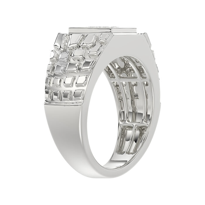 �Elegant Men�S Fashion Ring 0.10Ct Round Diamond Sterling Silver White Luxury Statement Jewelry For Men - Image 2