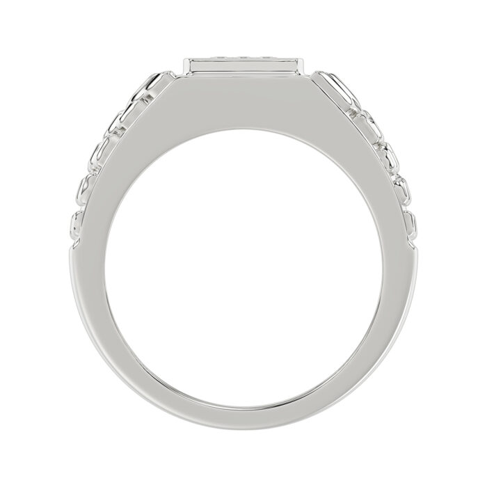 �Elegant Men�S Fashion Ring 0.10Ct Round Diamond Sterling Silver White Luxury Statement Jewelry For Men - Image 3