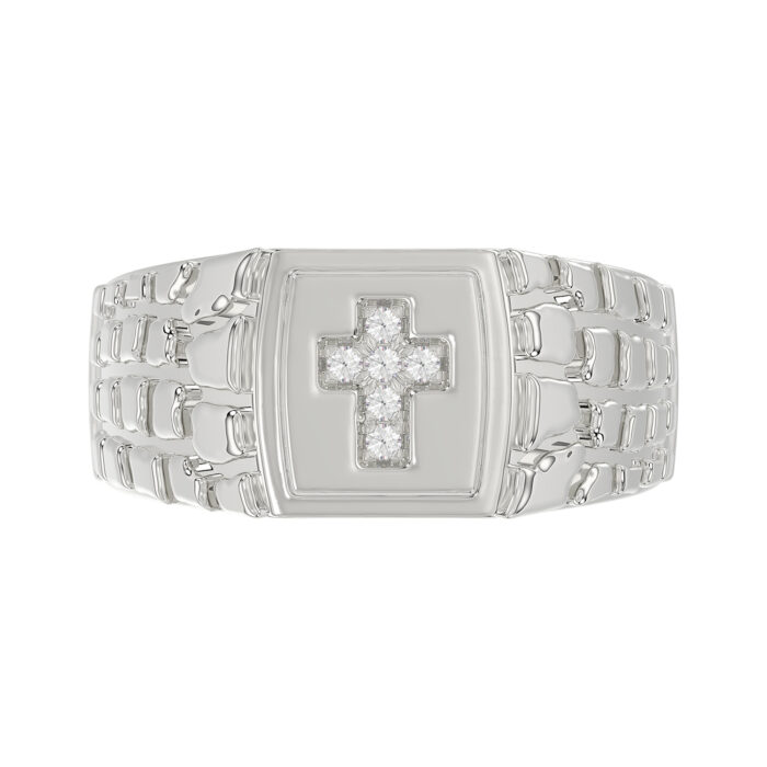 �Elegant Men�S Fashion Ring 0.10Ct Round Diamond Sterling Silver White Luxury Statement Jewelry For Men - Image 5